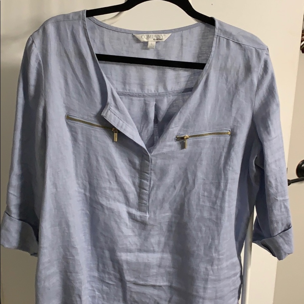 Ellen Tracy light Blue Linen Shirt